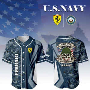 Ferrari x US Navy 250th Anniversary 3D Baseball Jersey Custom Your Name