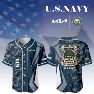 KIA x US Navy 250th Anniversary 3D Baseball Jersey Custom Your Name
