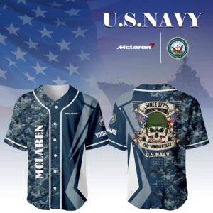 McLaren x US Navy 250th Anniversary 3D Baseball Jersey Custom Your Name