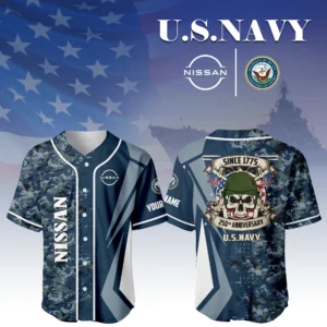 Nissan x US Navy 250th Anniversary 3D Baseball Jersey Custom Your Name