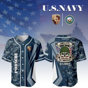 Porsche x US Navy 250th Anniversary 3D Baseball Jersey Custom Your Name