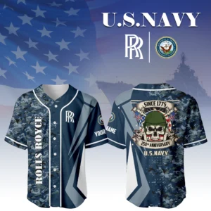 Rolls Royce x US Navy 250th Anniversary 3D Baseball Jersey Custom Your Name