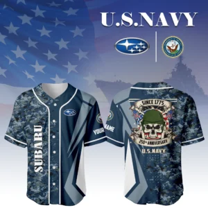 Subaru x US Navy 250th Anniversary 3D Baseball Jersey Custom Your Name