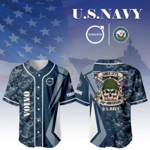 Volvo x US Navy 250th Anniversary 3D Baseball Jersey Custom Your Name