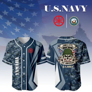 Yamaha x US Navy 250th Anniversary 3D Baseball Jersey Custom Your Name