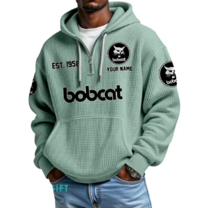 Bobcat Quarter-Zip Waffle Hoodie Custom Your Name