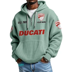 Ducatti Quarter-Zip Waffle Hoodie Custom Your Name