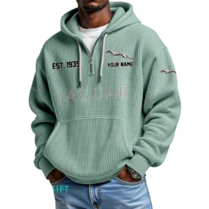 Jaguar Quarter-Zip Waffle Hoodie Custom Your Name