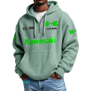 Kawasaki Quarter-Zip Waffle Hoodie Custom Your Name