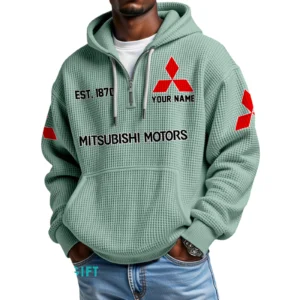 Mitsubishi Quarter-Zip Waffle Hoodie Custom Your Name