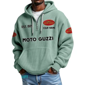 Moto Guzzi Quarter-Zip Waffle Hoodie Custom Your Name