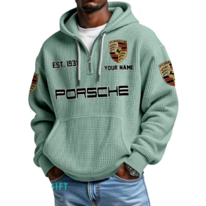 Porsche Quarter-Zip Waffle Hoodie Custom Your Name