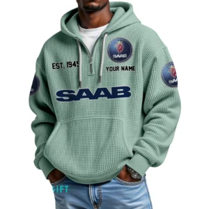 Saab Quarter-Zip Waffle Hoodie Custom Your Name