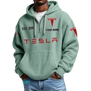 Tesla Quarter-Zip Waffle Hoodie Custom Your Name