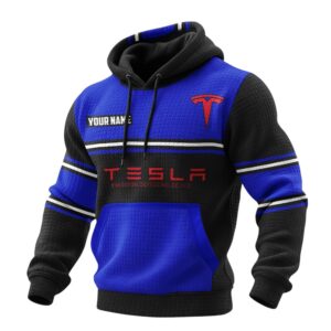 Tesla Waffle Pullover Hoodie 3D Customize Your Name