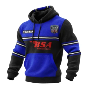 BSA Motorcycles Waffle Pullover Hoodie 3D Customize Your Name