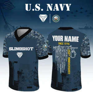Slingshot x US Navy 250th Anniversary V-Neck Short Sleeve Jersey 3D Limited 2026 Custom Your Name