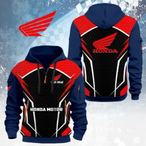 Honda Motor Half Zip Hoodie Custom Your Name