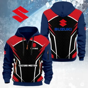 Suzuki Motor Half Zip Hoodie Custom Your Name (Copy)