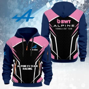 Alpine F1 Team Racing Half Zip Hoodie Custom Your Name