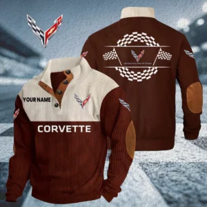 Corvette Knitted Ribbed Corduroy Sweatshirt Stand Collar Custom Your Name