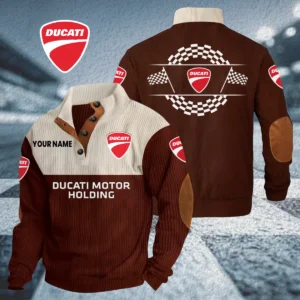 Ducati Motor Holding Knitted Ribbed Corduroy Sweatshirt Stand Collar Custom Your Name