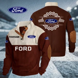 Ford Knitted Ribbed Corduroy Sweatshirt Stand Collar Custom Your Name