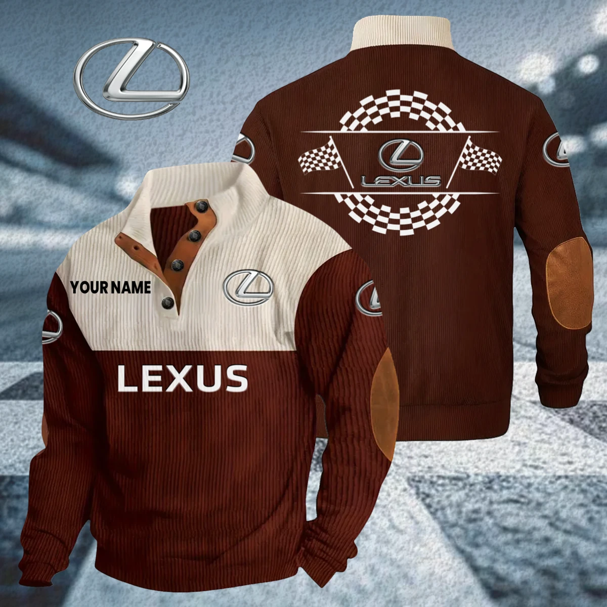 Lexus Knitted Ribbed Corduroy Sweatshirt Stand Collar Custom Your Name Lexus Knitted Ribbed Corduroy Sweatshirt Stand Collar Custom Your Name