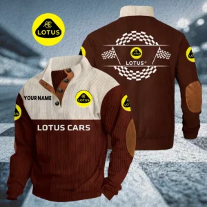 Lotus Cars Knitted Ribbed Corduroy Sweatshirt Stand Collar Custom Your Name