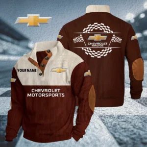 Chevrolet Motorsports Knitted Ribbed Corduroy Sweatshirt Stand Collar Custom Your Name