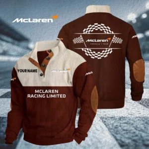 McLaren Racing Limited Knitted Ribbed Corduroy Sweatshirt Stand Collar Custom Your Name