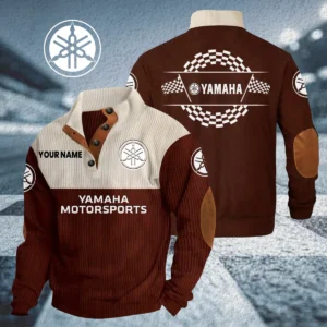 Yamaha Motorsports Knitted Ribbed Corduroy Sweatshirt Stand Collar Custom Your Name