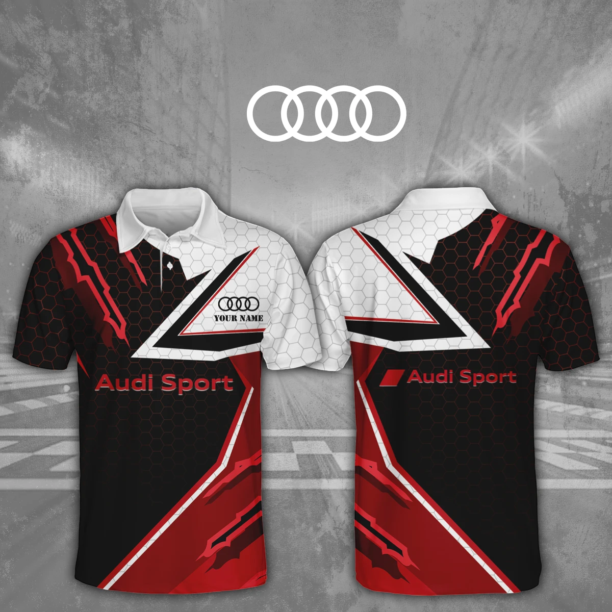 Audi Sport Racing 3D Polo Shirt Custom Your Name Audi Sport Racing 3D Polo Shirt Custom Your Name
