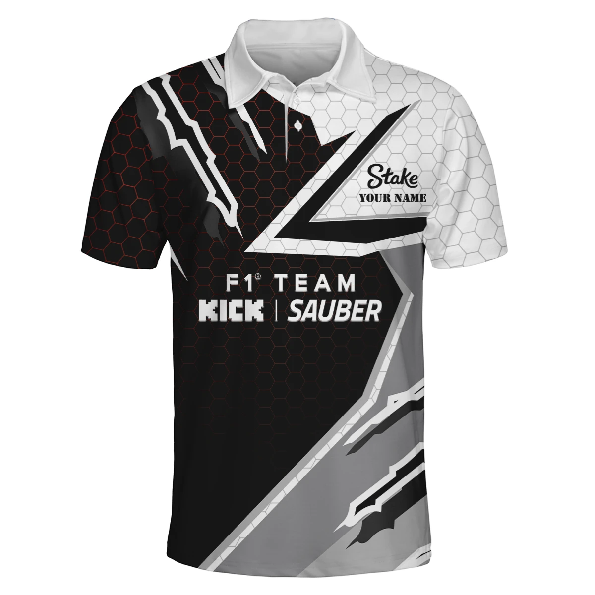 Stake F1 Team Kick Sauber 3D Polo Shirt Custom Your Name Stake F1 Team Kick Sauber 3D Polo Shirt Custom Your Name