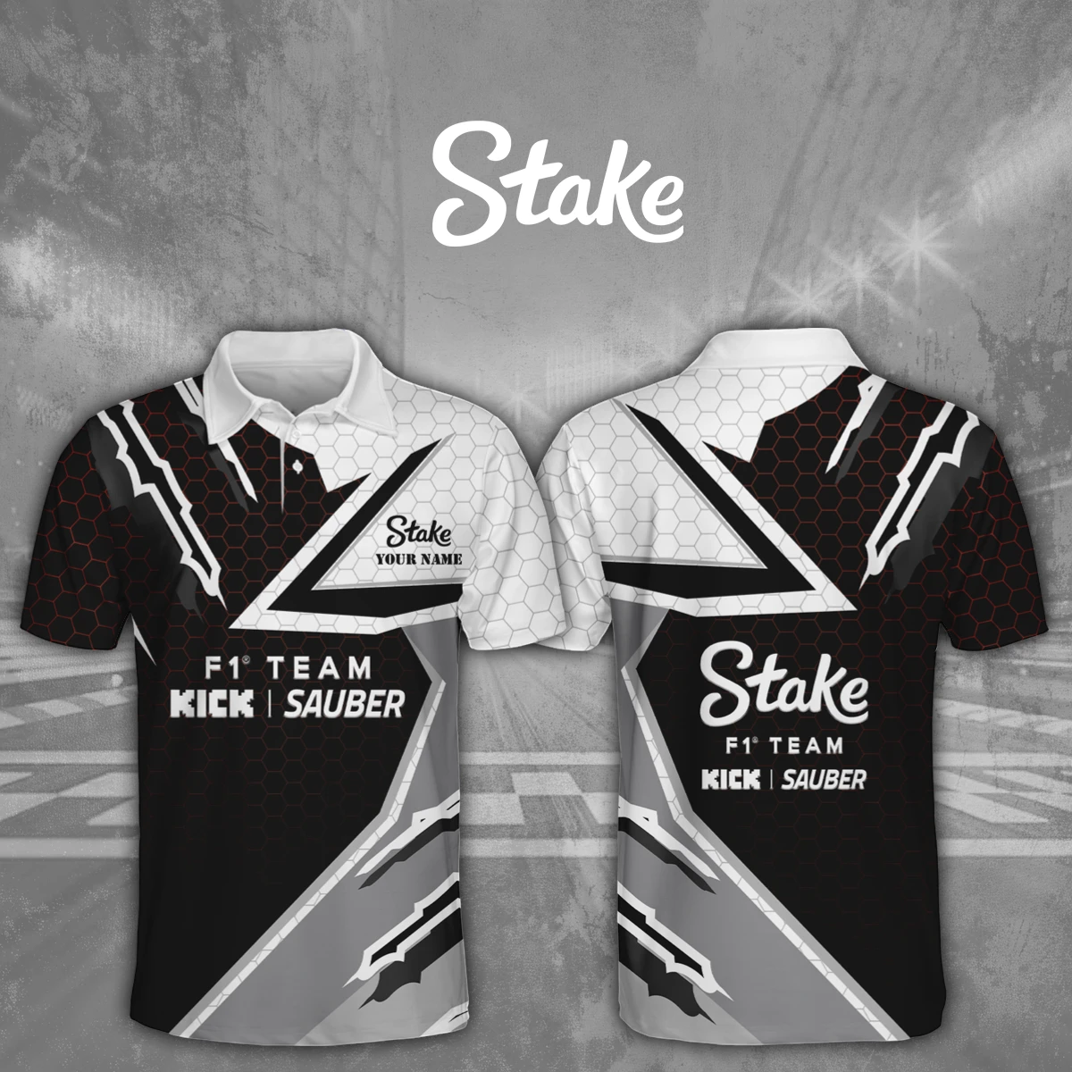 Stake F1 Team Kick Sauber 3D Polo Shirt Custom Your Name Stake F1 Team Kick Sauber 3D Polo Shirt Custom Your Name