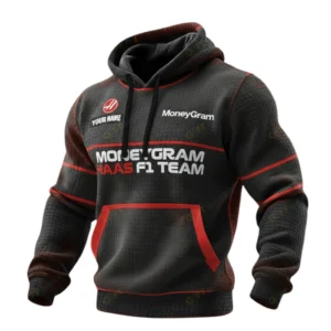 MoneyGram Haas F1 Team Racing Waffle Pullover Hoodie 3D Personalized Name