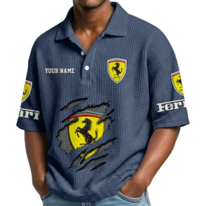 Ferrari Waffle Polo Shirt Customize Your Name