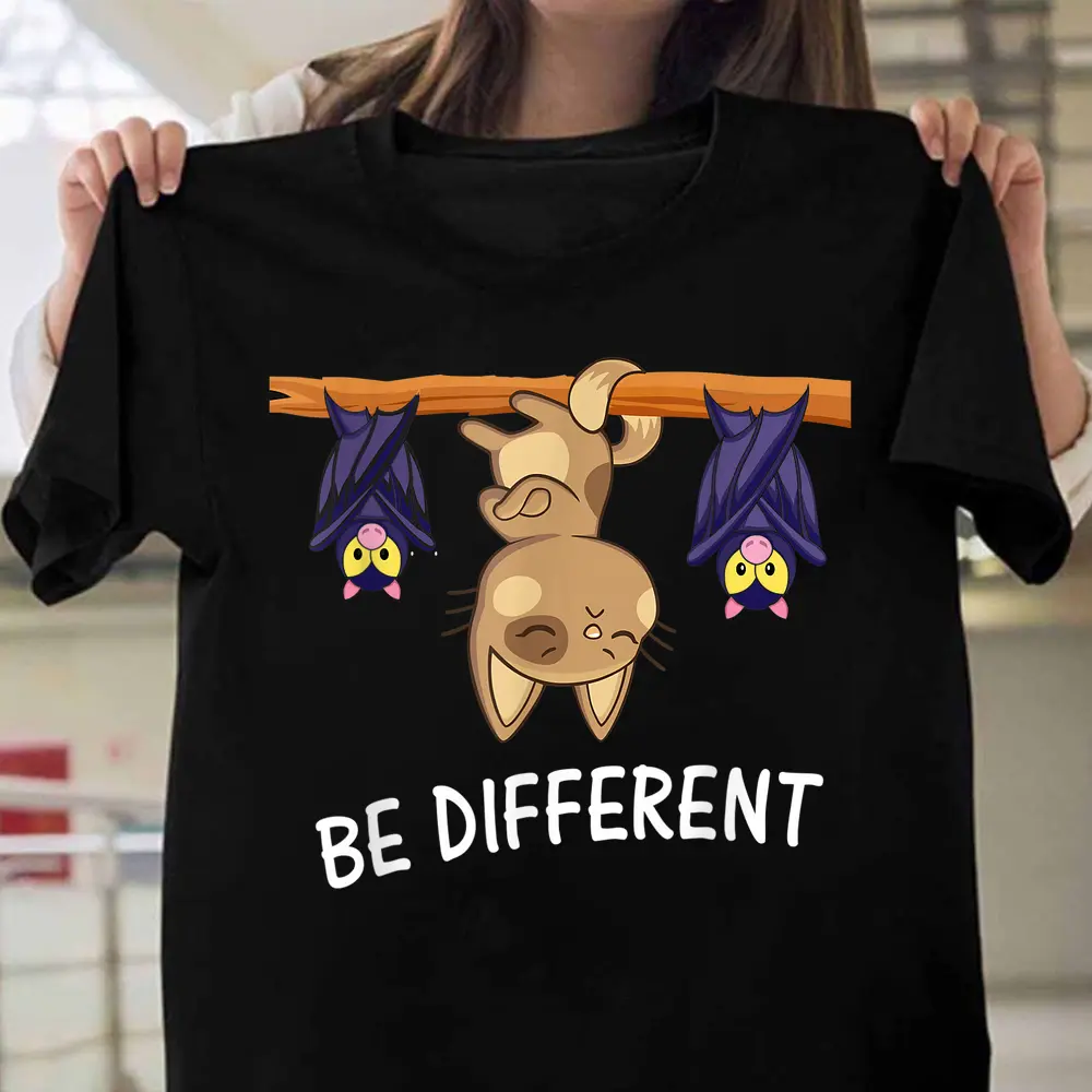 Cat With Bats Be Different T-Shirt – TEEFAVOS Cat With Bats Be Different T-Shirt – TEEFAVOS