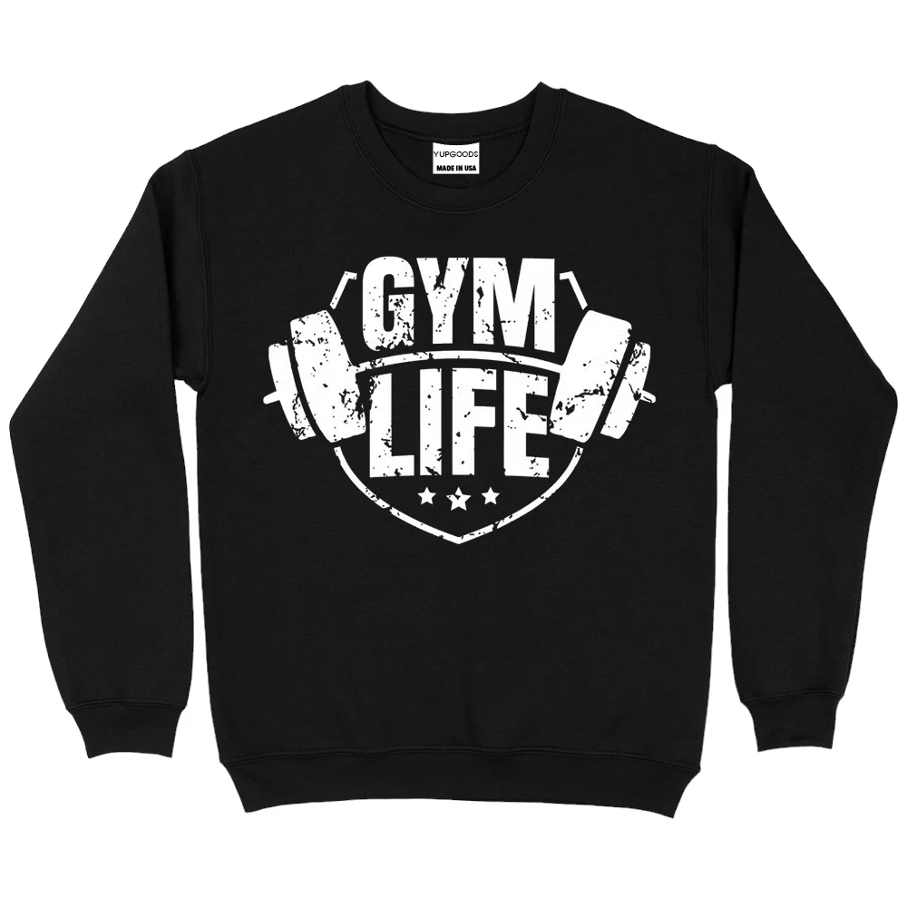 Gym Life Sweatshirt – Black – TEEFAVOS Gym Life Sweatshirt – Black – TEEFAVOS