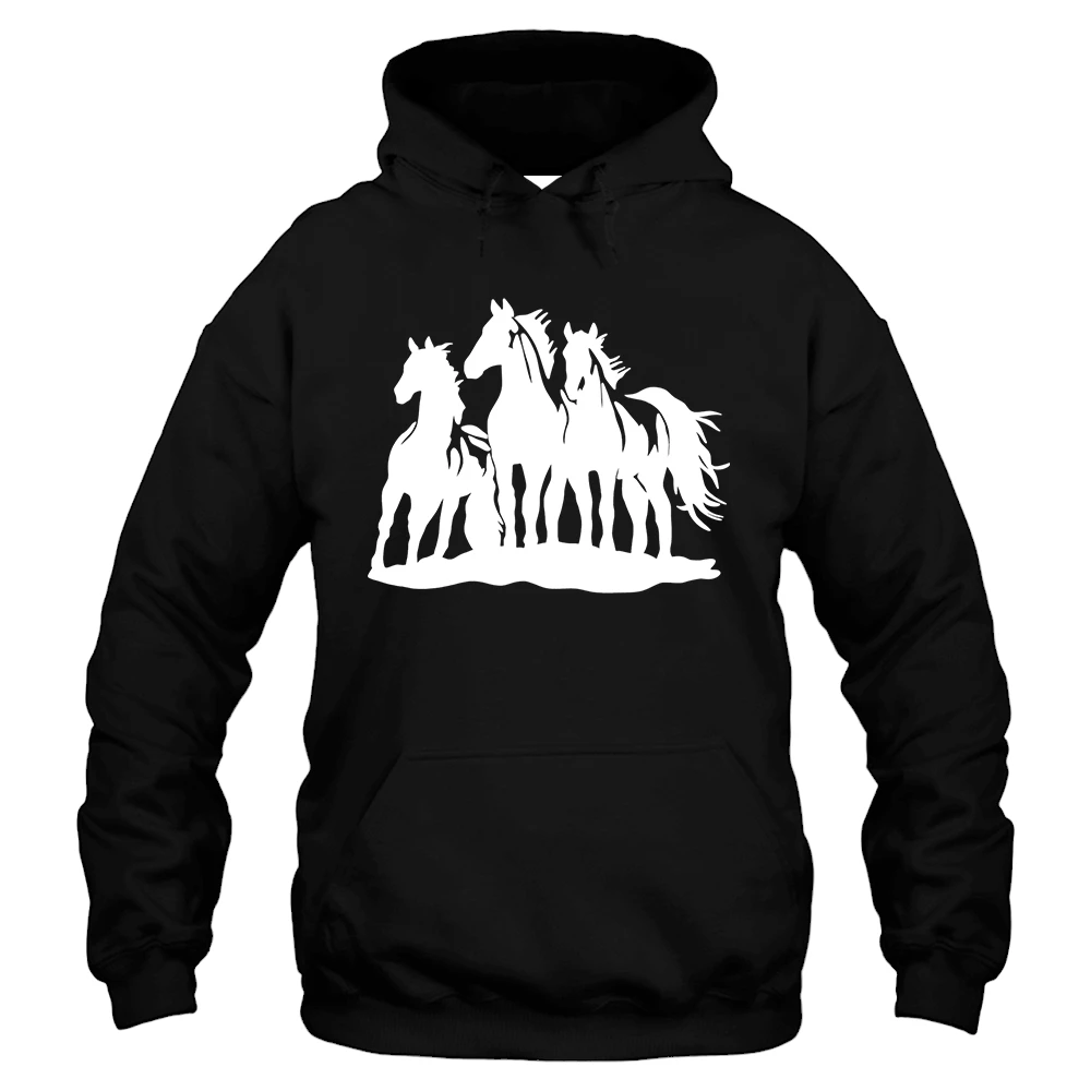 Horse White Running Hoodie – Black – TEEFAVOS Horse White Running Hoodie – Black – TEEFAVOS
