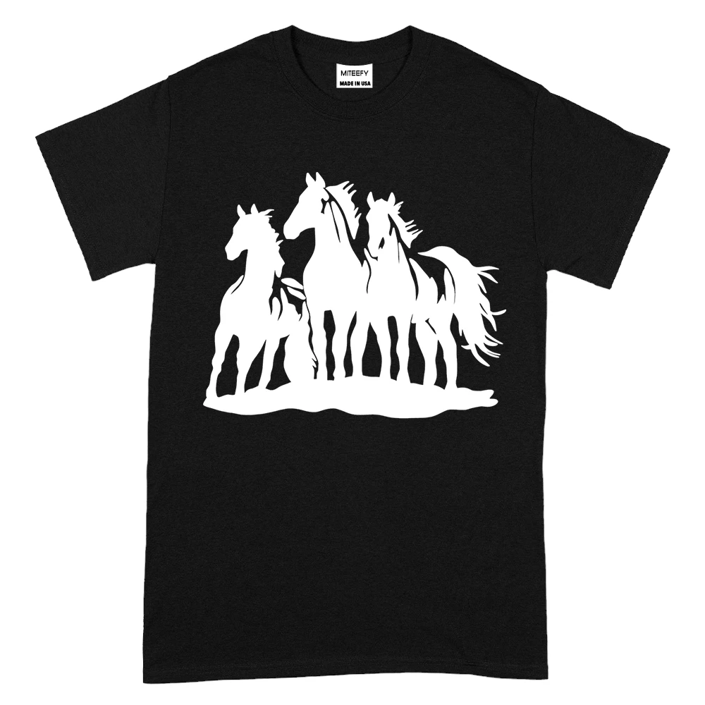 Horse White Running TShirt – Black – TEEFAVOS Horse White Running TShirt – Black – TEEFAVOS