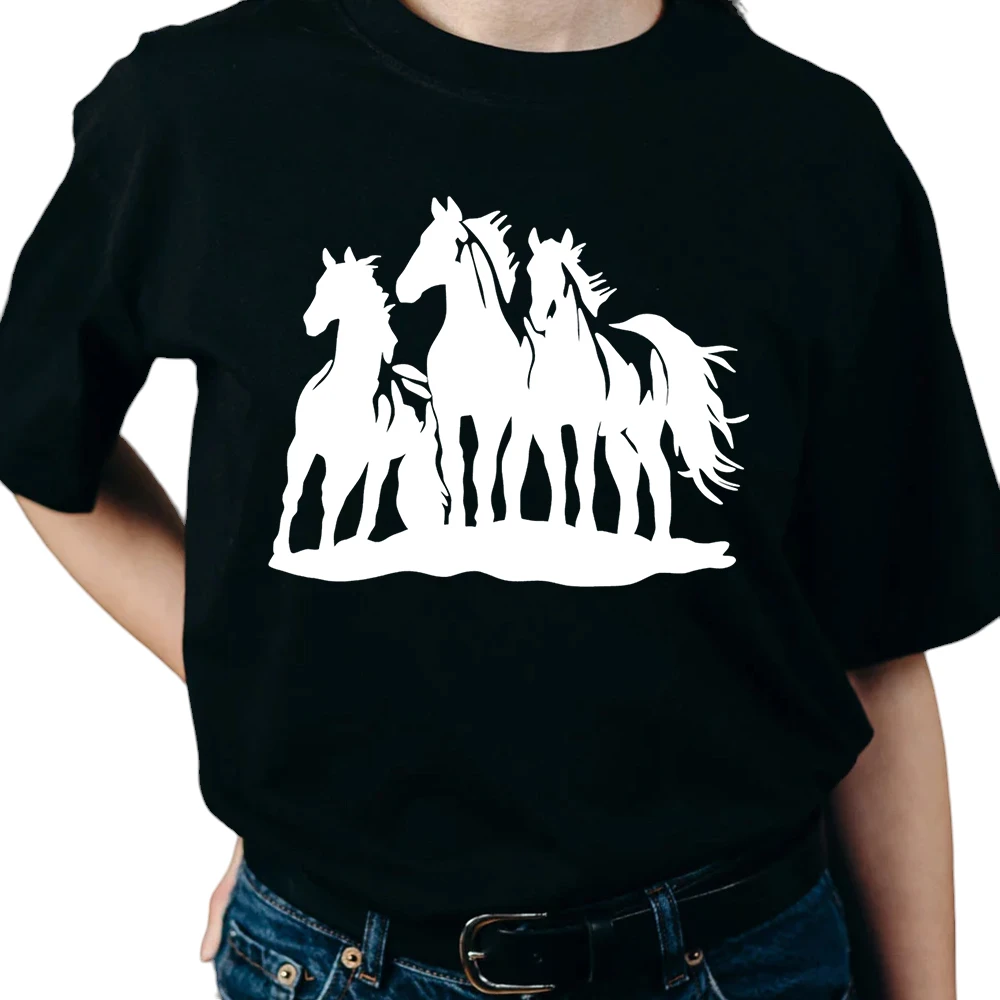 Horse White Running TShirt – Black – TEEFAVOS Horse White Running TShirt – Black – TEEFAVOS