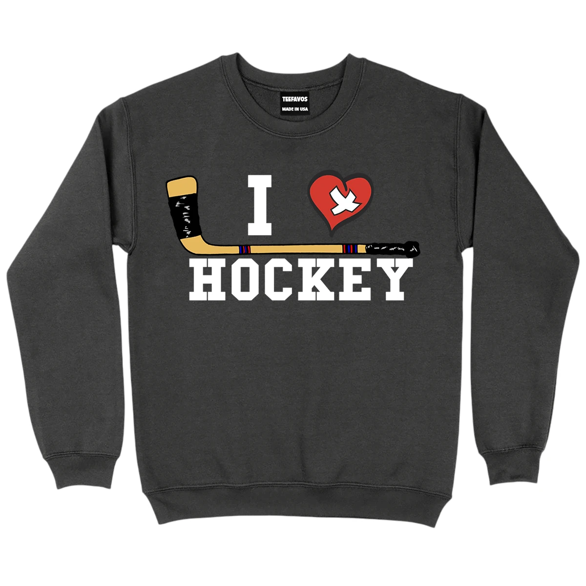 I Love Hockey Sweatshirt – DarkGrey – TEEFAVOS I Love Hockey Sweatshirt – DarkGrey – TEEFAVOS