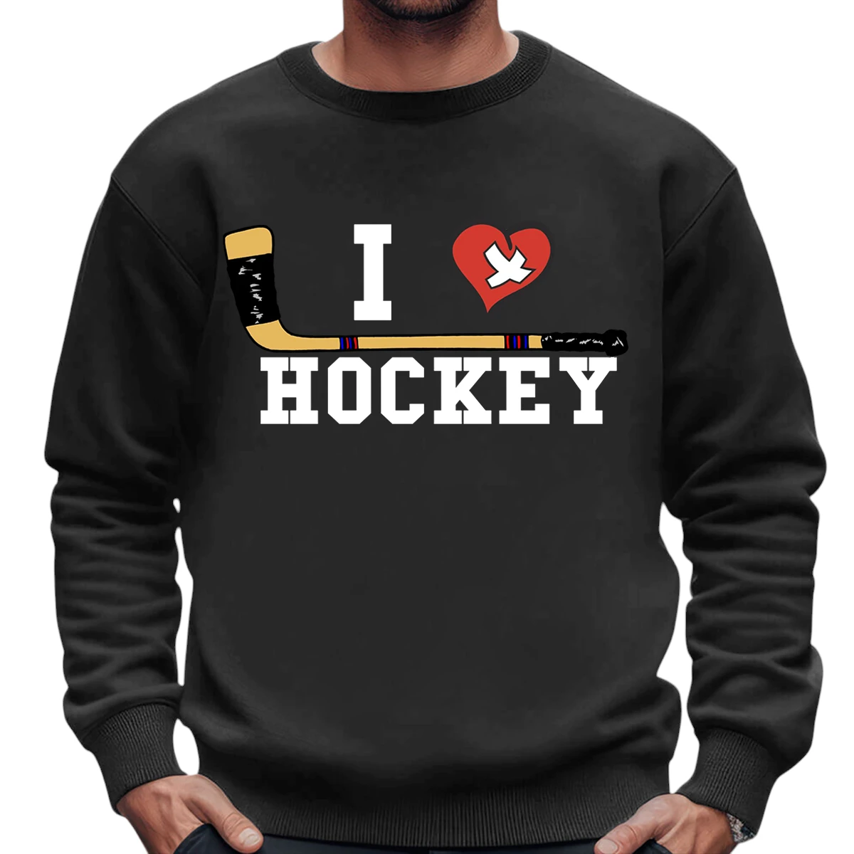 I Love Hockey Sweatshirt – DarkGrey – TEEFAVOS I Love Hockey Sweatshirt – DarkGrey – TEEFAVOS