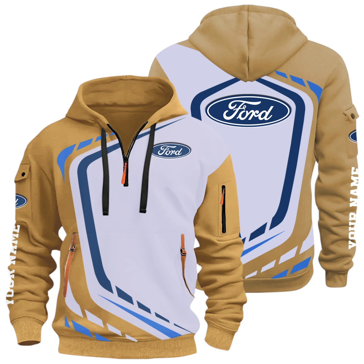 Off Road Car Half Zip Hoodie, Casual Hoodie Multi Pocket TFSY26QZ3H005 – Khaki – TEEFAVOS Off Road Car Half Zip Hoodie, Casual Hoodie Multi Pocket TFSY26QZ3H005 – Khaki – TEEFAVOS