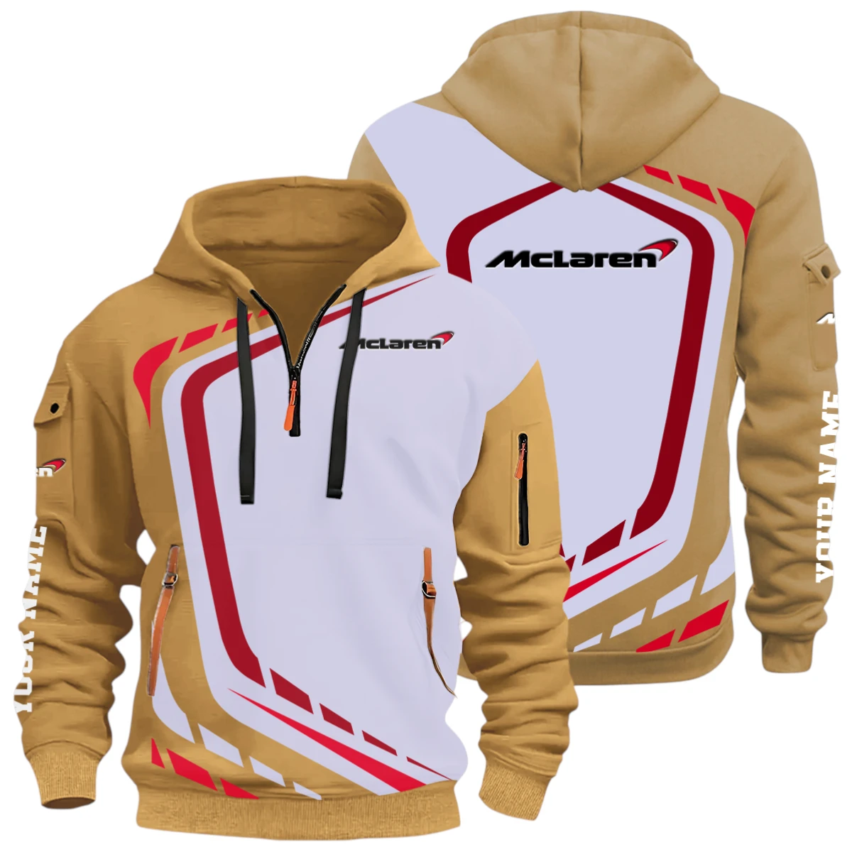 Performance Road Race Half Zip Hoodie, Casual Hoodie Multi Pocket TFSY26QZ3H010 – Khaki – TEEFAVOS Performance Road Race Half Zip Hoodie, Casual Hoodie Multi Pocket TFSY26QZ3H010 – Khaki – TEEFAVOS