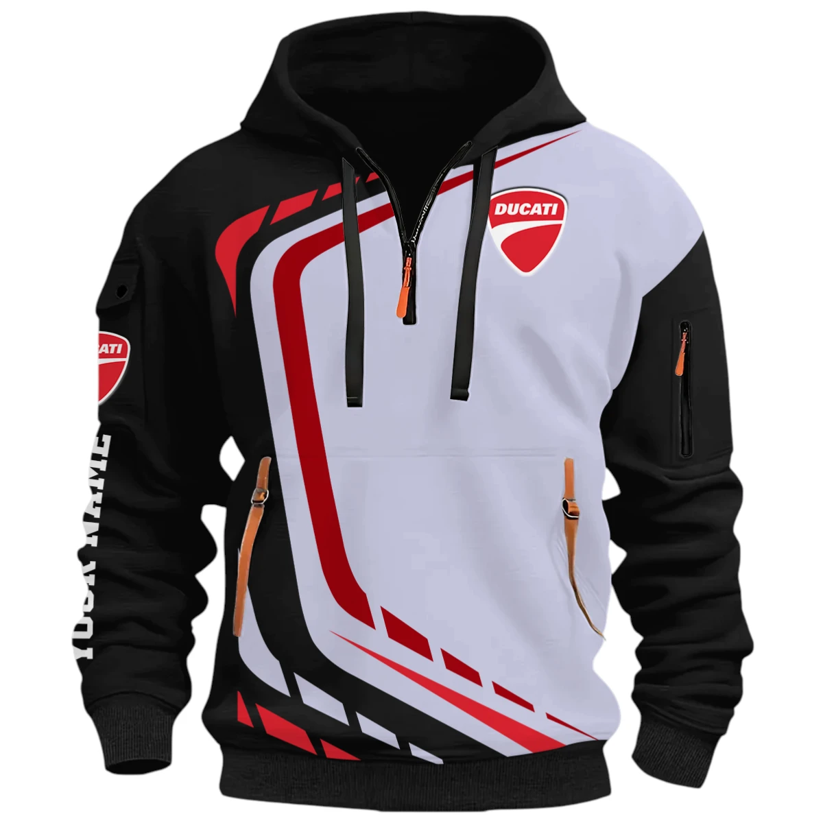 Sport Rider Half Zip Hoodie, Casual Hoodie Multi Pocket TFSY26QZ3H023 – Black – TEEFAVOS Sport Rider Half Zip Hoodie, Casual Hoodie Multi Pocket TFSY26QZ3H023 – Black – TEEFAVOS