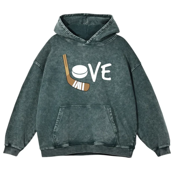 Love Hockey Washed Pullover Hoodie