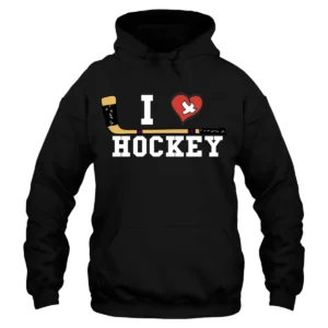 I Love Hockey Hoodie - Black