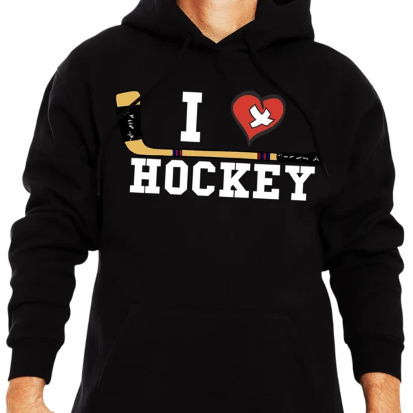 I Love Hockey Hoodie - Black